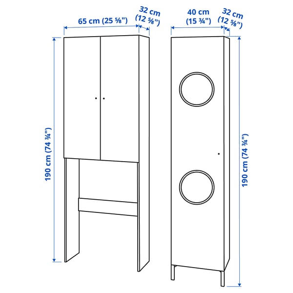 NYSJÖN Storage combination for laundry, white, 105x32x190 cm