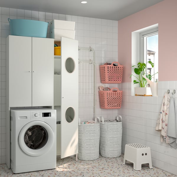 NYSJÖN Storage combination for laundry, white, 105x32x190 cm