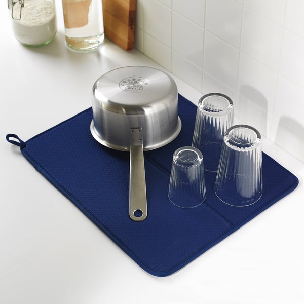 NYSKÖLJD Dish drying mat, blue, 44x36 cm