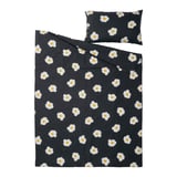 ÖGONLOCKSMAL Duvet cover and pillowcase, black/white/yellow, 150x200/50x80 cm