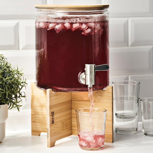 ÖGONTRÖST Stand for jar with tap, bamboo