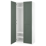PAX / GRIMO Wardrobe combination, white/grey-green, 100x60x236 cm