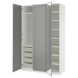 PAX / KAMMARTORP/GULLABERG Wardrobe combination, white/mirror glass grey, 150x60x236 cm