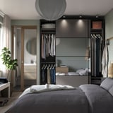 PAX / MEHAMN/AULI Wardrobe combination, dark grey double sided/dark grey mirror glass, 200x66x236 cm