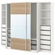 PAX / MEHAMN/AULI Wardrobe, white double sided/white stained oak effect mirror glass, 250x66x201 cm