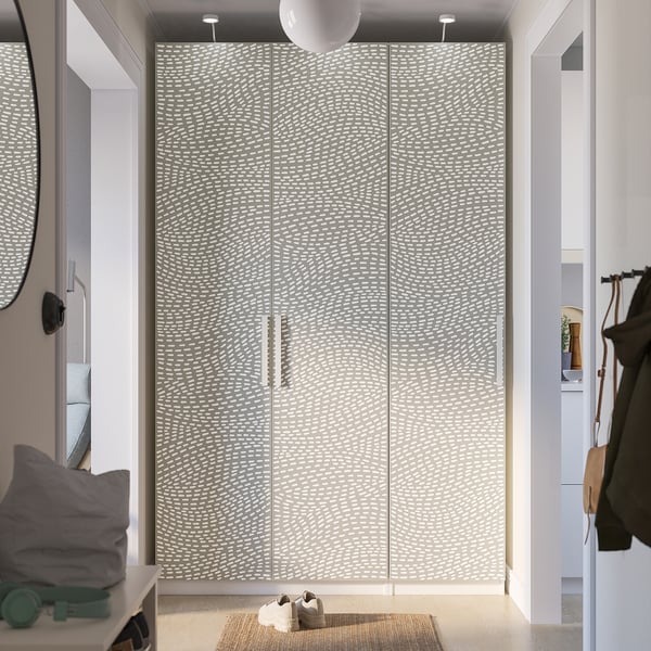 PAX / MISTUDDEN Wardrobe combination, white/grey patterned, 150x60x236 cm