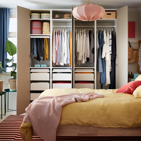 PAX / REINSVOLL Wardrobe combination, white/grey-beige, 200x60x236 cm