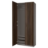 PAX / STORKLINTA Wardrobe combination, dark grey/dark brown stained oak effect, 100x38x236 cm