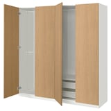 PAX / STORKLINTA Wardrobe combination, white/oak effect, 200x60x201 cm