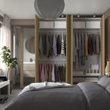 PAX / STORKLINTA Wardrobe combination, white/oak effect, 200x60x236 cm