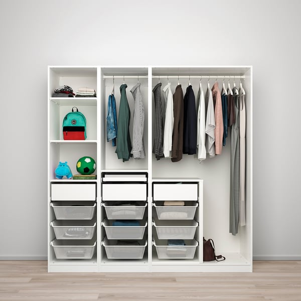PAX / SVARTISDAL Wardrobe combination, white white/paper effect, 200x66x201 cm