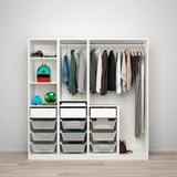 PAX / SVARTISDAL Wardrobe combination, white white/paper effect, 200x66x201 cm