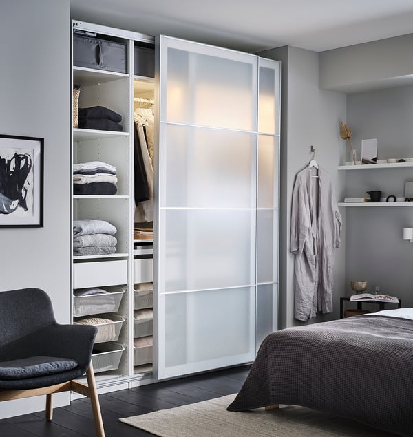 PAX / SVARTISDAL Wardrobe combination, white white/paper effect, 200x66x201 cm