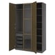 Option: PAX / TONSTAD Wardrobe combination, dark grey brown/stained oak veneer glass, 150x60x236 cm