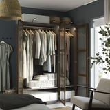 PAX / TONSTAD Wardrobe combination, dark grey brown/stained oak veneer glass, 150x60x201 cm