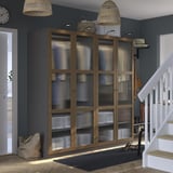 PAX / TONSTAD Wardrobe combination, dark grey brown/stained oak veneer glass, 200x60x201 cm