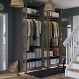 PAX / TONSTAD Wardrobe combination, dark grey brown/stained oak veneer glass, 200x60x236 cm