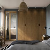 PAX / TONSTAD Wardrobe combination, dark grey/brown stained oak veneer, 200x60x236 cm