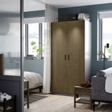 PAX / TONSTAD Wardrobe combination, dark grey/brown stained oak veneer, 100x60x201 cm