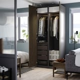 PAX / TONSTAD Wardrobe combination, dark grey/brown stained oak veneer, 100x60x236 cm