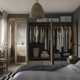 PAX / TONSTAD Wardrobe combination, dark grey/brown stained oak veneer, 200x60x201 cm