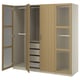 PAX / TONSTAD Wardrobe combination, grey-beige/oak veneer glass, 200x60x201 cm