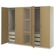 Option: PAX / TONSTAD Wardrobe combination, grey-beige/oak veneer glass, 250x60x201 cm