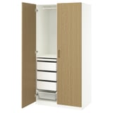 PAX / TONSTAD Wardrobe combination, white/oak veneer, 100x60x201 cm