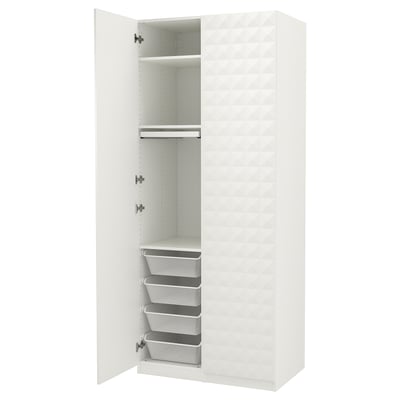 PAX / VINGROM Wardrobe combination, white/Resjön white, 100x60x236 cm