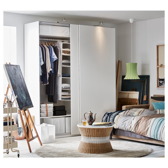 PAX دولاب ملابس أبيض/Hasvik أبيض IKEA PAX دولاب ملابس أبيض/Hasvik أبيض IKEA
