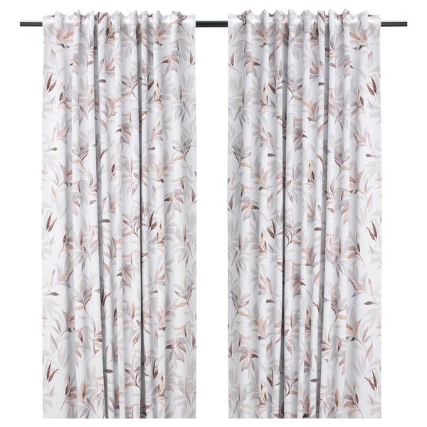 Pialotta Room Darkening Curtains 1 Pair Light Beige Leaves Ikea