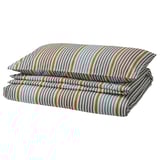 PIGGRÖR Duvet cover and pillowcase, multicolour/striped, 150x200/50x80 cm