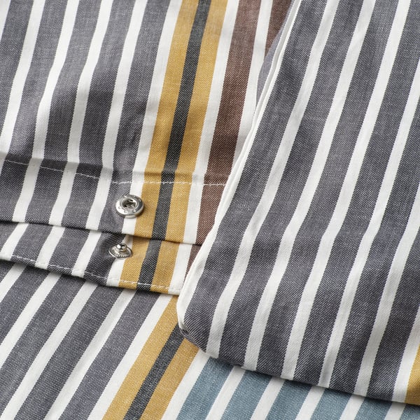 PIGGRÖR Duvet cover and pillowcase, multicolour/striped, 150x200/50x80 cm