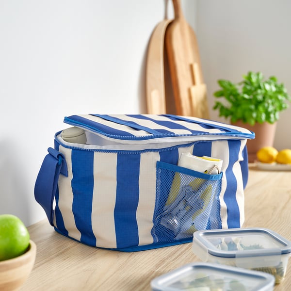 PILLERSTARR Cooling bag, patterned/blue, 38x22x26 cm