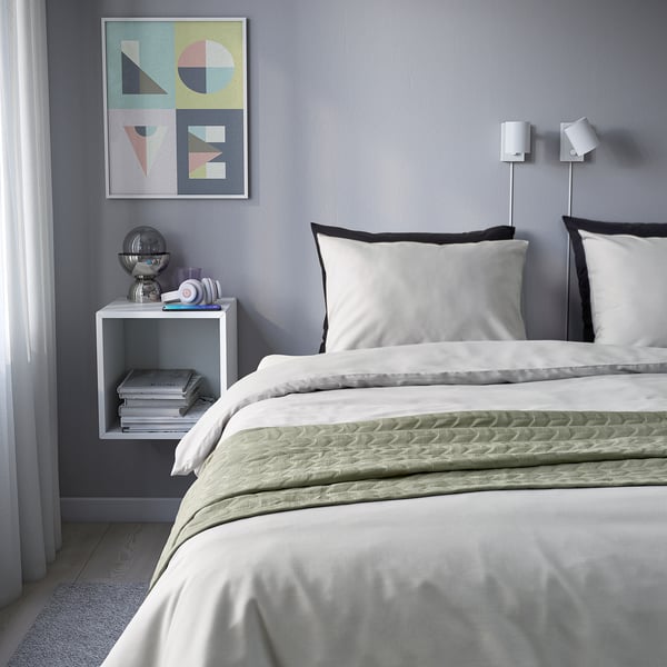 PILTANDVINGE Duvet cover and pillowcase, grey, 150x200/50x80 cm