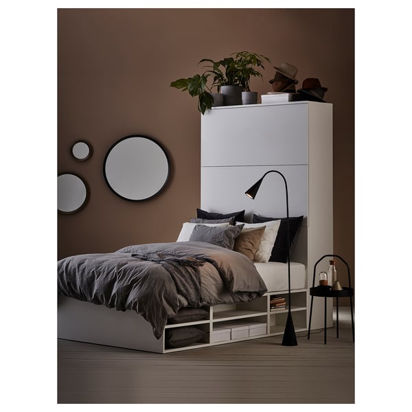 PLATSA Bed frame with storage, white, 140x244x223 cm