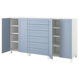 PLATSA Cabinet with doors and drawers, white/Sannidal blue, 240x57x133 cm