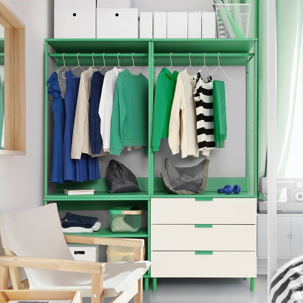 PLATSA Open clothes hanging unit, green, 80x40x120 cm