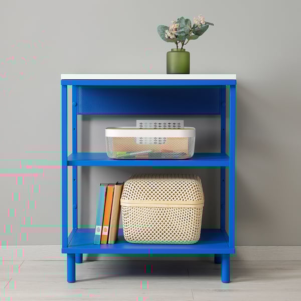 PLATSA Open shelving unit, white/blue, 60x42x73 cm