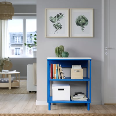 PLATSA Open shelving unit, white/blue, 60x42x73 cm