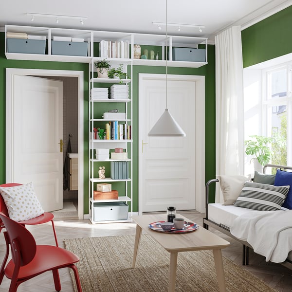 PLATSA Open shelving unit, white, 300x42x281 cm