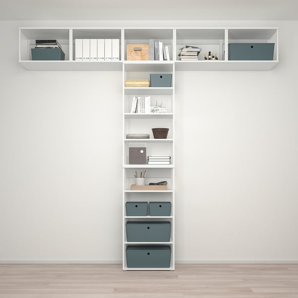PLATSA Open shelving unit, white, 300x42x281 cm