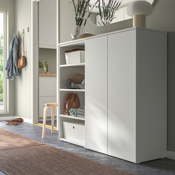 PLATSA Shoe cabinet/storage, white/Fonnes white, 140x42x123 cm