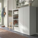 PLATSA Shoe cabinet/storage, white/Fonnes white, 140x42x123 cm