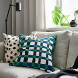 PLATTLUMMER Cushion cover, green/blue, 50x50 cm