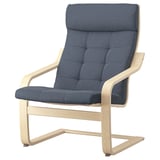 POÄNG Armchair and footstool, birch veneer/Gunnared blue