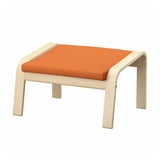 POÄNG Footstool, birch veneer/Knisa bright orange