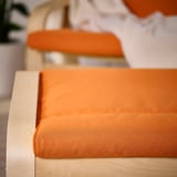 POÄNG Footstool, birch veneer/Knisa bright orange