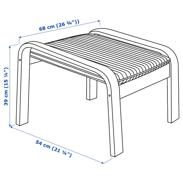 POÄNG Footstool, birch veneer/Knisa light beige