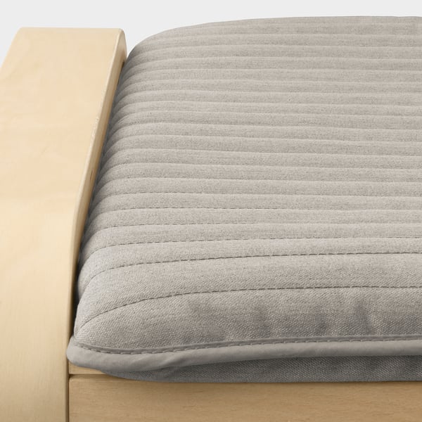 POÄNG Footstool, birch veneer/Knisa light beige